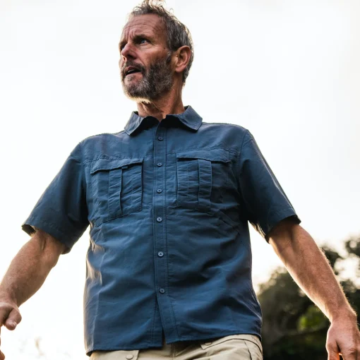 Men'S Pioneer Short Sleeve Shirt Blue Shadow