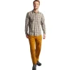 Men'S Portreath Long Sleeve Shirt Dark Olive Brown Check