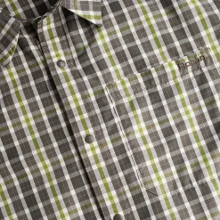 Men'S Portreath Long Sleeve Shirt Dark Olive Brown Check