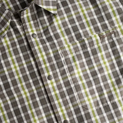 Men'S Portreath Long Sleeve Shirt Dark Olive Brown Check