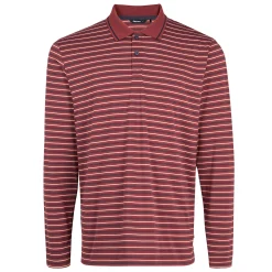 Men'S Shoreline Long Sleeve Polo Auburn Red/Navy Stripe