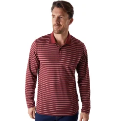 Men'S Shoreline Long Sleeve Polo Auburn Red/Navy Stripe