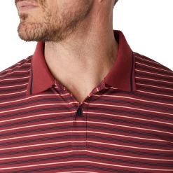 Men'S Shoreline Long Sleeve Polo Auburn Red/Navy Stripe