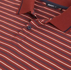 Men'S Shoreline Long Sleeve Polo Auburn Red/Navy Stripe