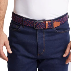 Men'S Woven Stretch Belt Blue/Coast Red