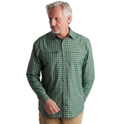 Men'S Zenith Long Sleeve Shirt Flint Green Check