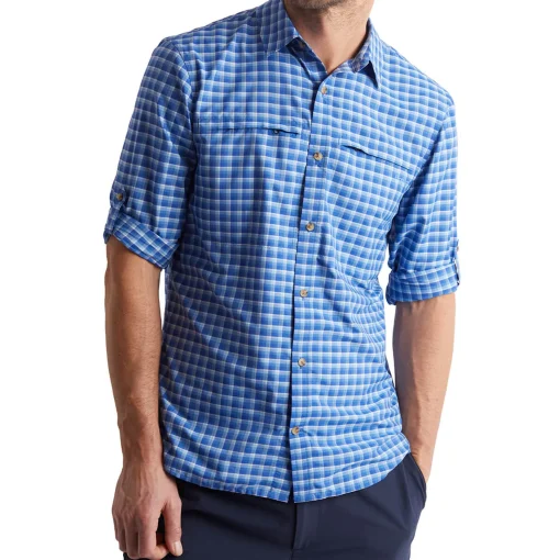 Men'S Zenith Long Sleeve Shirt Ridge Blue Check