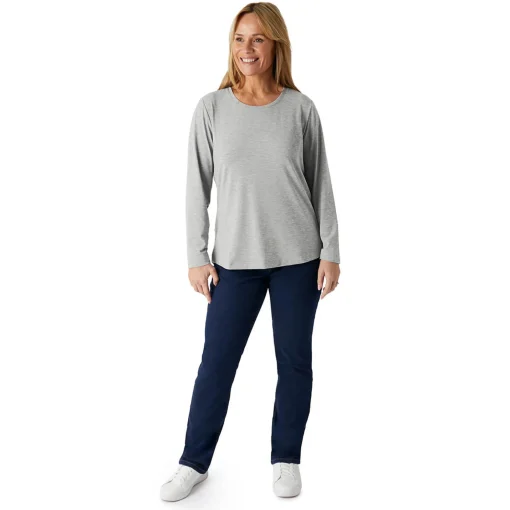 Women'S Basis Long Sleeve T Mid Grey Marl