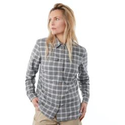 Women'S Bay Long Sleeve Shirt Grey Rock Check
