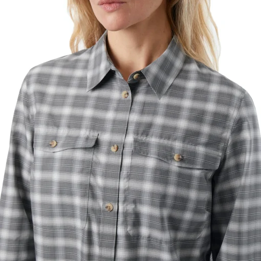 Women'S Bay Long Sleeve Shirt Grey Rock Check