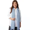 Women'S Brisa Linen Scarf Chambray Blue Stripe