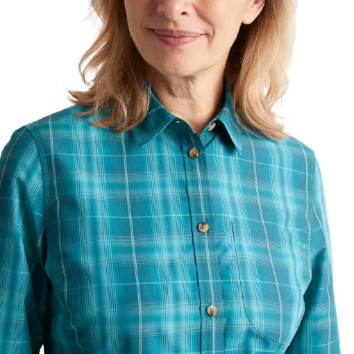 Women'S Coast Long Sleeve Shirt Deep Teal/Cove Check