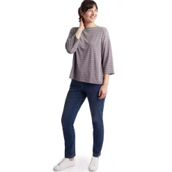 Women'S Harbour Sleeve Top Mauve Grey Marl Stripe