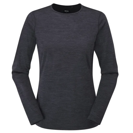 Women'S Merino Union 150 Long Sleeve Crew Dark Charcoal Marl