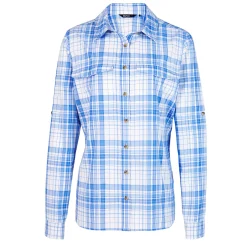 Women'S Pennine Long Sleeve Shirt Azure Blue Check