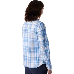 Women'S Pennine Long Sleeve Shirt Azure Blue Check