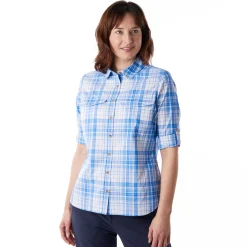Women'S Pennine Long Sleeve Shirt Azure Blue Check