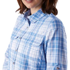 Women'S Pennine Long Sleeve Shirt Azure Blue Check