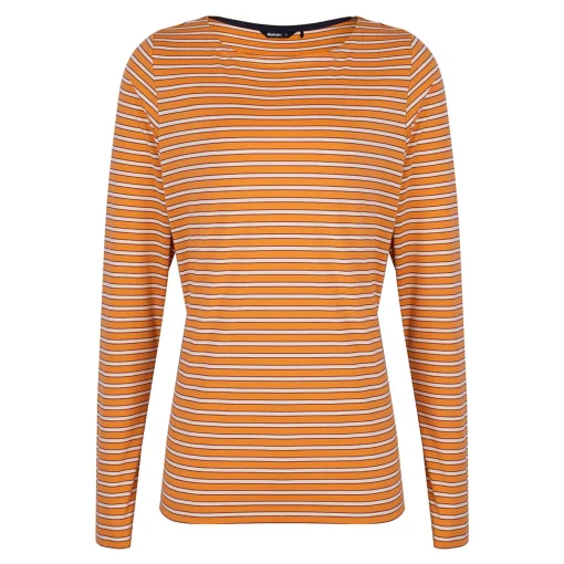 Women'S Shoreline Long Sleeve Top Sunset Orange/Ecru Stripe