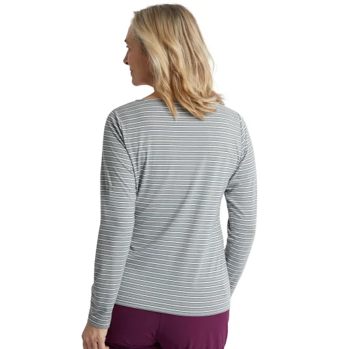 Women'S Shoreline Long Sleeve Top Haze Grey/Ecru Stripe
