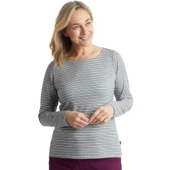 Women'S Shoreline Long Sleeve Top Haze Grey/Ecru Stripe