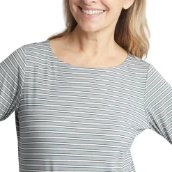 Women'S Shoreline Long Sleeve Top Haze Grey/Ecru Stripe