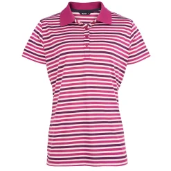 Women'S Shoreline Short Sleeve Polo Raspberry Pink/Purple Stripe