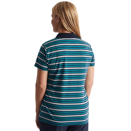Women'S Shoreline Short Sleeve Polo Cove Blue/Navy Stripe