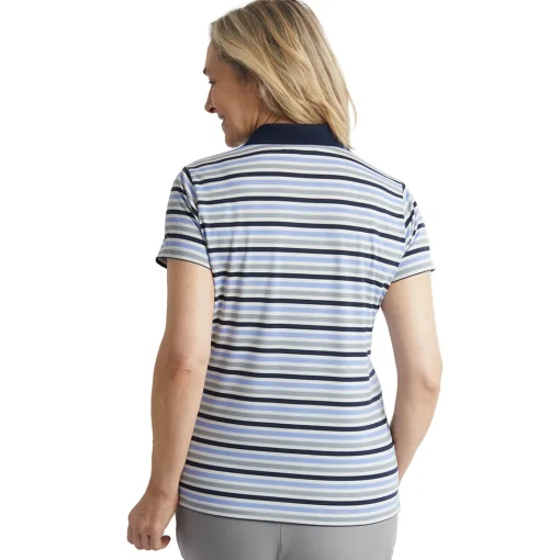 Women'S Shoreline Short Sleeve Polo Orchid Lilac/Grey Stripe