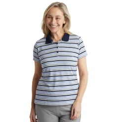 Women'S Shoreline Short Sleeve Polo Orchid Lilac/Grey Stripe