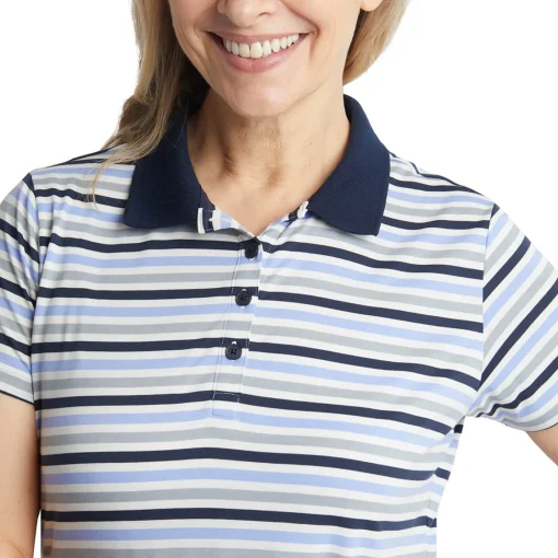 Women'S Shoreline Short Sleeve Polo Orchid Lilac/Grey Stripe