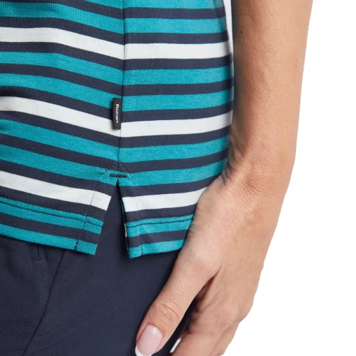 Women'S Shoreline Short Sleeve Polo Cove Blue/Navy Stripe