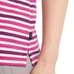 Women'S Shoreline Short Sleeve Polo Raspberry Pink/Purple Stripe