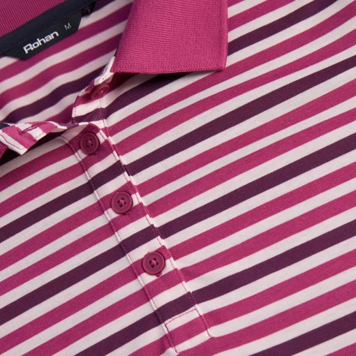 Women'S Shoreline Short Sleeve Polo Raspberry Pink/Purple Stripe