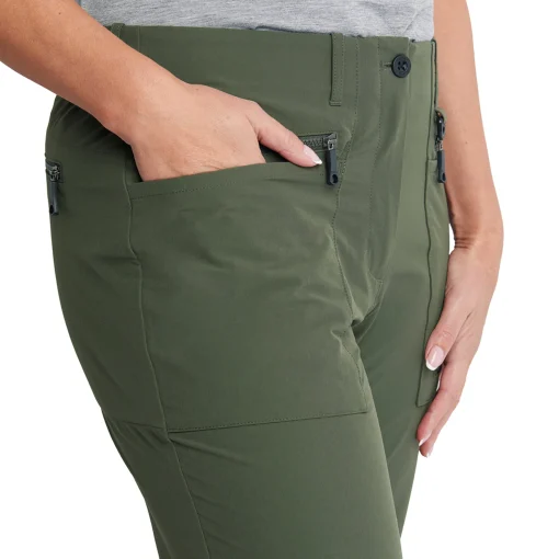 Women'S Stretch Bags Trousers Park Green